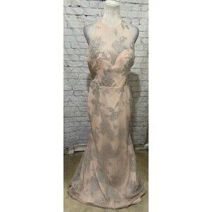 Hailey Paige Almond Caviar Sparkle Glitter Prom Formal Gown Dress Women’s 14